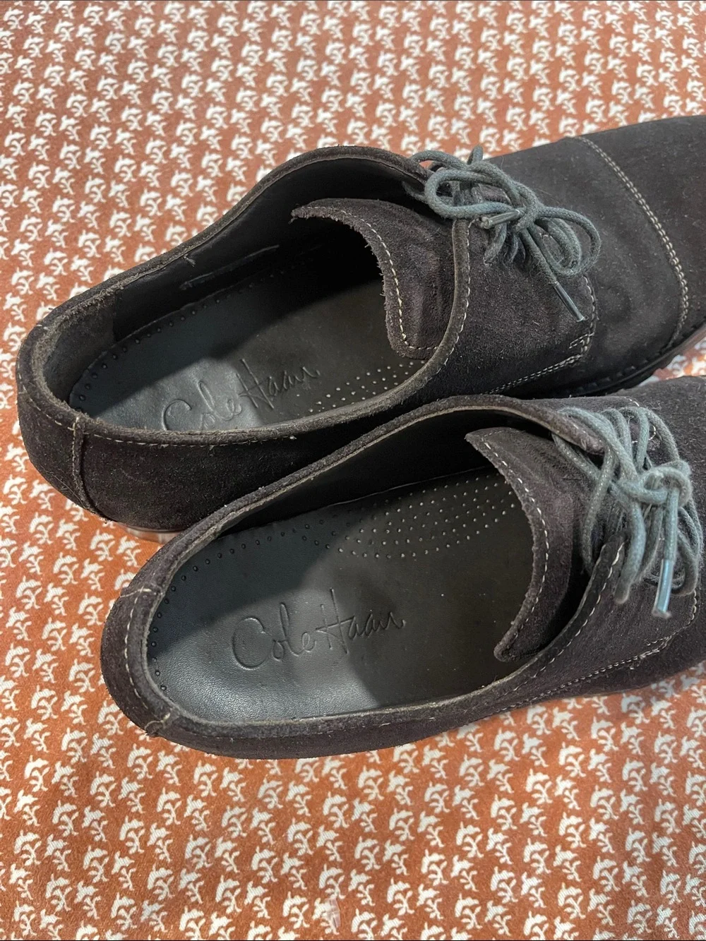 Cole Haan Dark Brown Suede Cap-Toe Derby Shoes